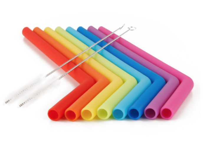 Bend silicone straw +brush