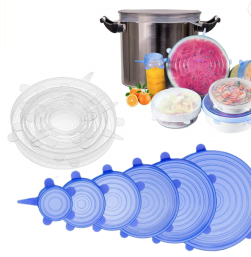 Set of 6 silicone stretch lid